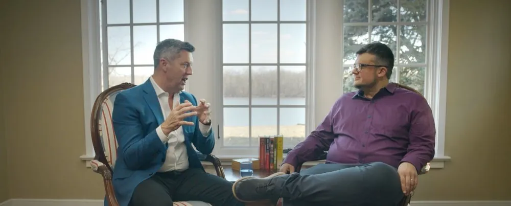 Two dads in conversation, from Grown Up Dad